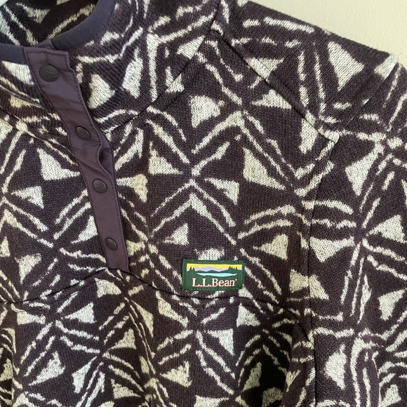 L.L. Bean Retro Geo Print Sweater Fleece Pullover - Dark Purple - Size Medium - Picture 4 of 12